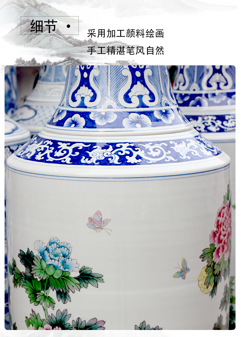 Jingdezhen ceramic hand - made blooming flowers sitting room of large vase household furnishing articles hotel opening gifts