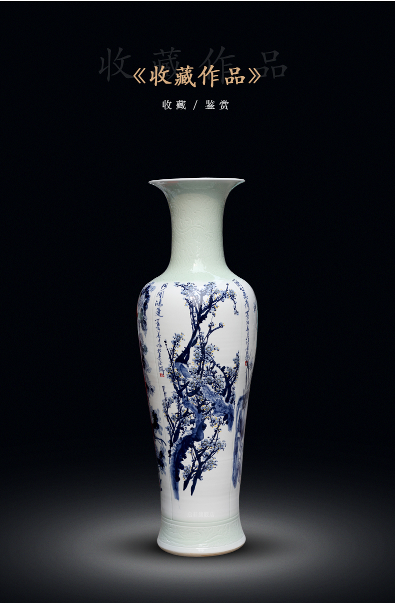 Jingdezhen ceramics big vase by patterns the opened new Chinese style villa hotel, sitting room decorate floor furnishing articles