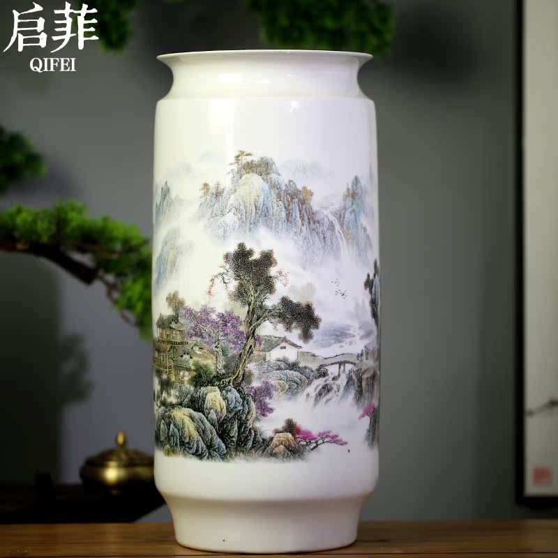 Jingdezhen ceramic quiver sitting room decoration vase furnishing articles study calligraphy and painting scroll painting of flowers and landscape painting to receive the goods