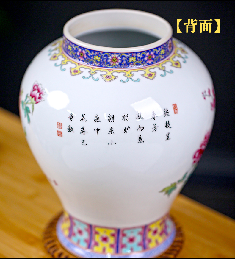 Jingdezhen ceramics checking painting of flowers and flower vase figure mesa sitting room rich ancient frame study decorative furnishing articles