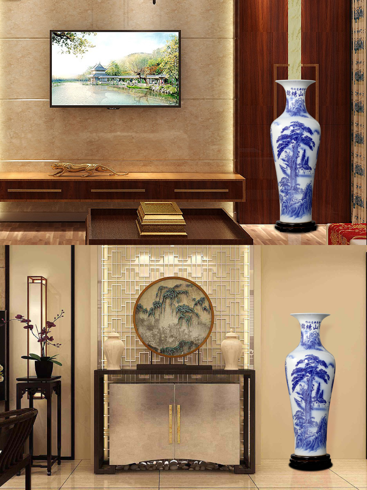 Jingdezhen blue and white porcelain splendid sunvo large sitting room of large vases, ceramic decorations study hotel furnishing articles