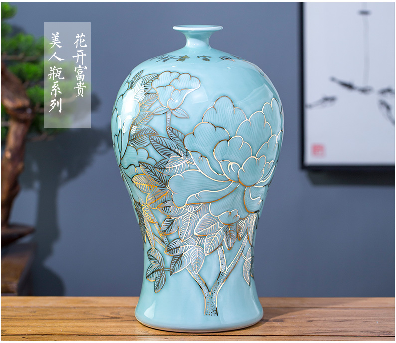 The Master of jingdezhen ceramics vase hand - made shadow blue paint pomegranate bottles of Chinese style living room decoration office furnishing articles