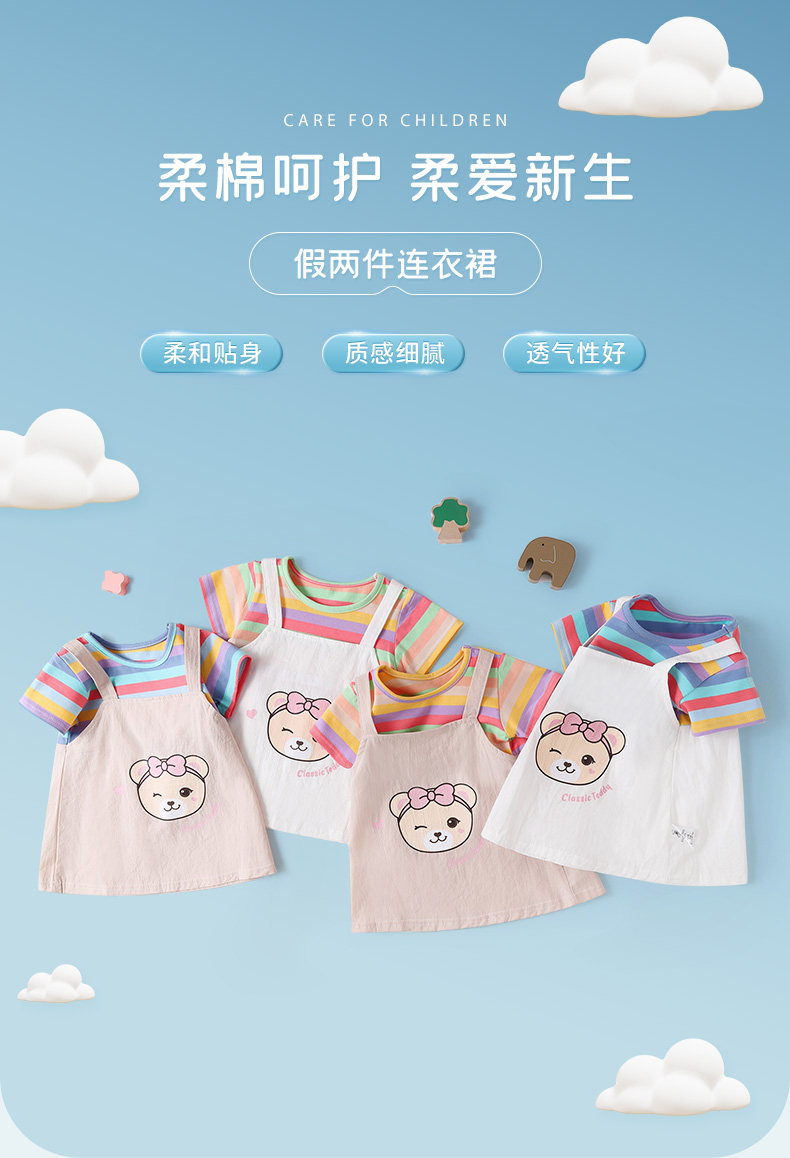 Classic Teddy 精典泰迪 女童短袖纯棉夏装 卡通可爱连衣裙 A类品质 图1