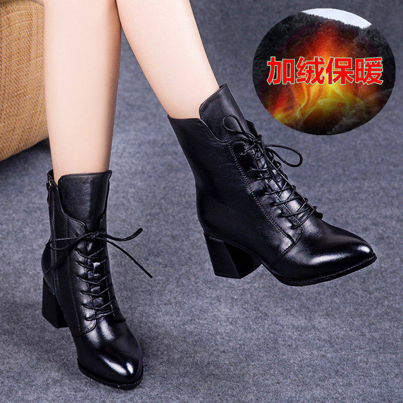 Autumn and winter leather dance shoes women's square dance shoes sailor dance boots mid heel soft sole jazz dance boots dancing women's shoes