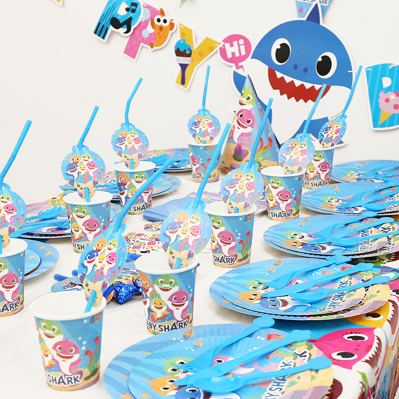 2019 Baby Shark bé cá mập trẻ em bánh sinh nhật trẻ em đặt bàn cupcake giữ đồ dự tiệc sinh nhật - Sản phẩm Đảng / Magic / Hiệu suất