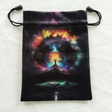 фланель сумки 2025新款绒布袋 卡牌袋 装饰袋七彩凤凰图案神秘印花收纳袋奉献袋