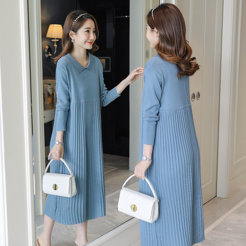 Maternity Autumn Dress Fall/Winter 2021 Over-the-Knee Sweater Mid-Length Bottom knit Maternity Skirt Winter Dress
