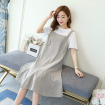 Pregnant Women's Dress Spring Dress Summer Dress Fake Two Pregnant Women's Long Knee Jacket Pregnant Women's Dress Summer Dress