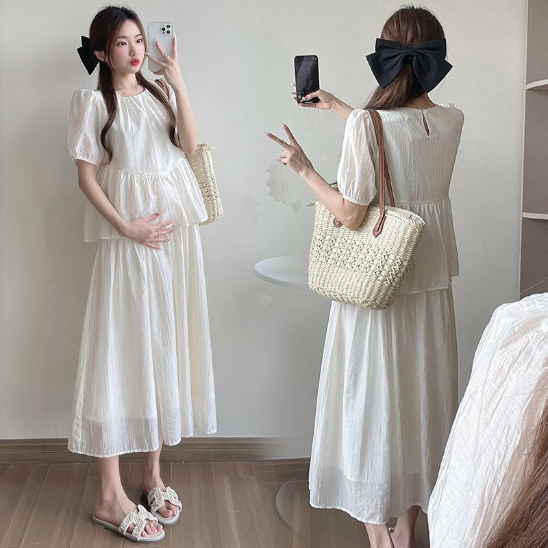 Maternity Wear Summer Dress 2026 New Fashion Design Loose Fake Two-Piece Splicing New Chinese Style Mid-Length Dress