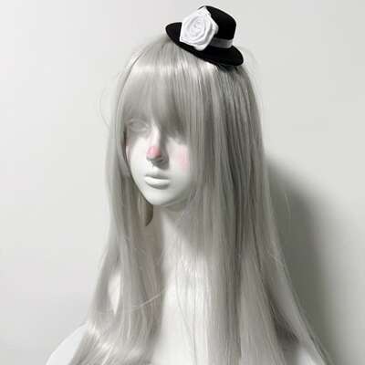 Millennial girl Abby Culture top hat, black and white rose American Hepburn style hair clip, Y2K cute spice girl decoration