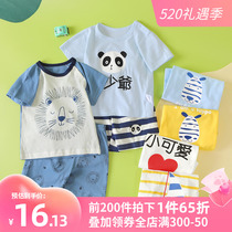 Baby Clothes Pure Cotton Short Sleeve Suit Children Summer Clothing Toddler Baby Boy Short Sleeve T-shirt Two Pieces Y4606