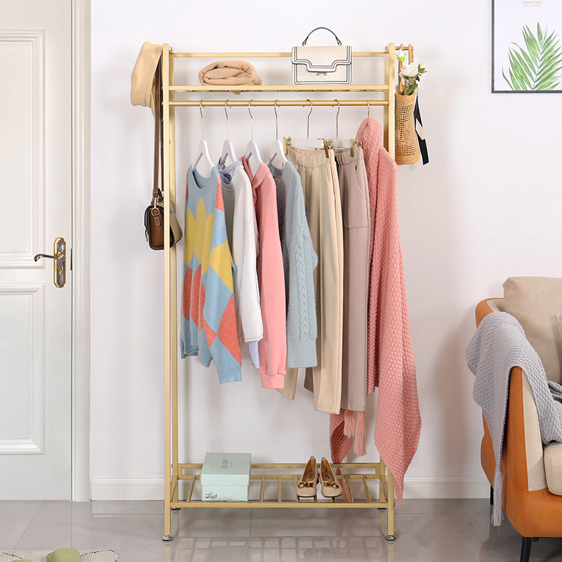 Simple coat rack floor-to-ceiling bedroom Nordic home light luxury hanging hanger creative net red hanging clothes rack shelf
