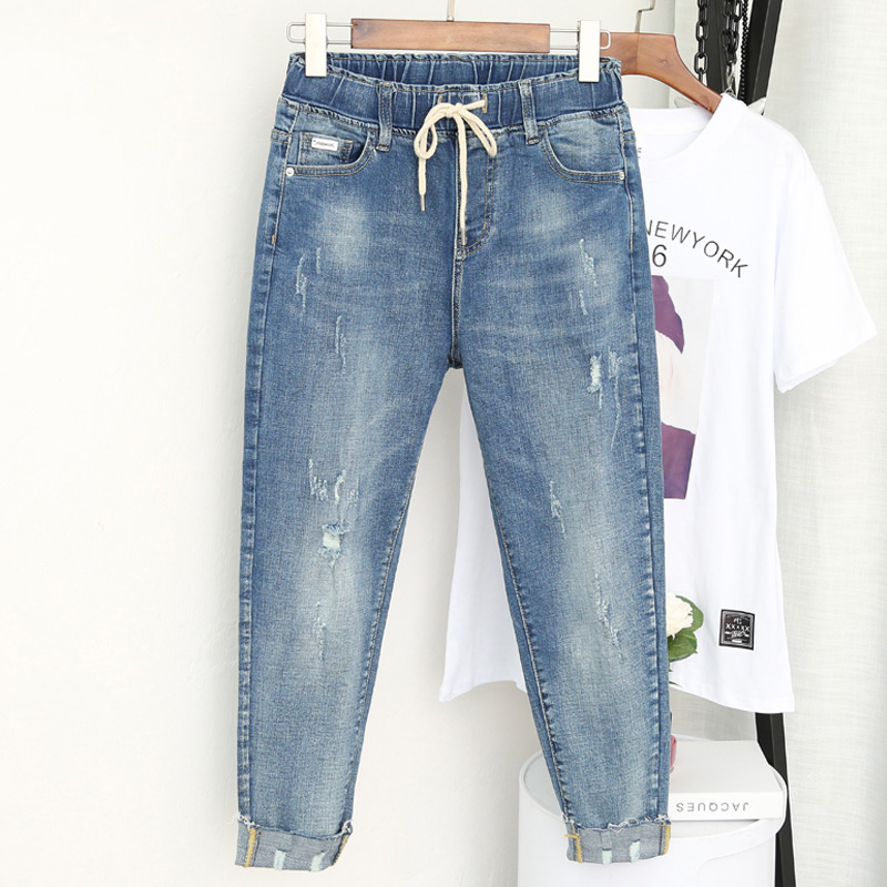 Summer slim stretch jeans woman Broken Hole 90% Pants Weight mm230 Weight Slim high waist Halen pants