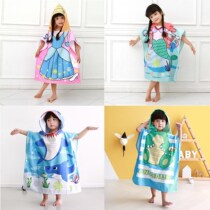Child bath towel cloak with cap baby pure cotton bathrobe Summer thin special large boy girl swimming water absorbent