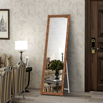 European solid wood full-body mirror Large fitting mirror Girls bedroom Girls dormitory Wall-mounted floor-to-ceiling mirror Household full-length mirror