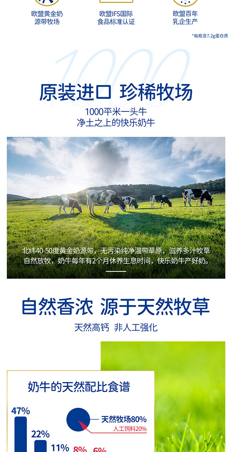 天猫次日达 兰雀 进口高钙脱脂纯牛奶200ml*24盒 图2