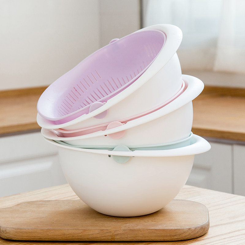 Yidian Nordic trumpet trembles can rotate drain basket wash vegetable basin fruit vegetable kitchen living room household rice washing basket