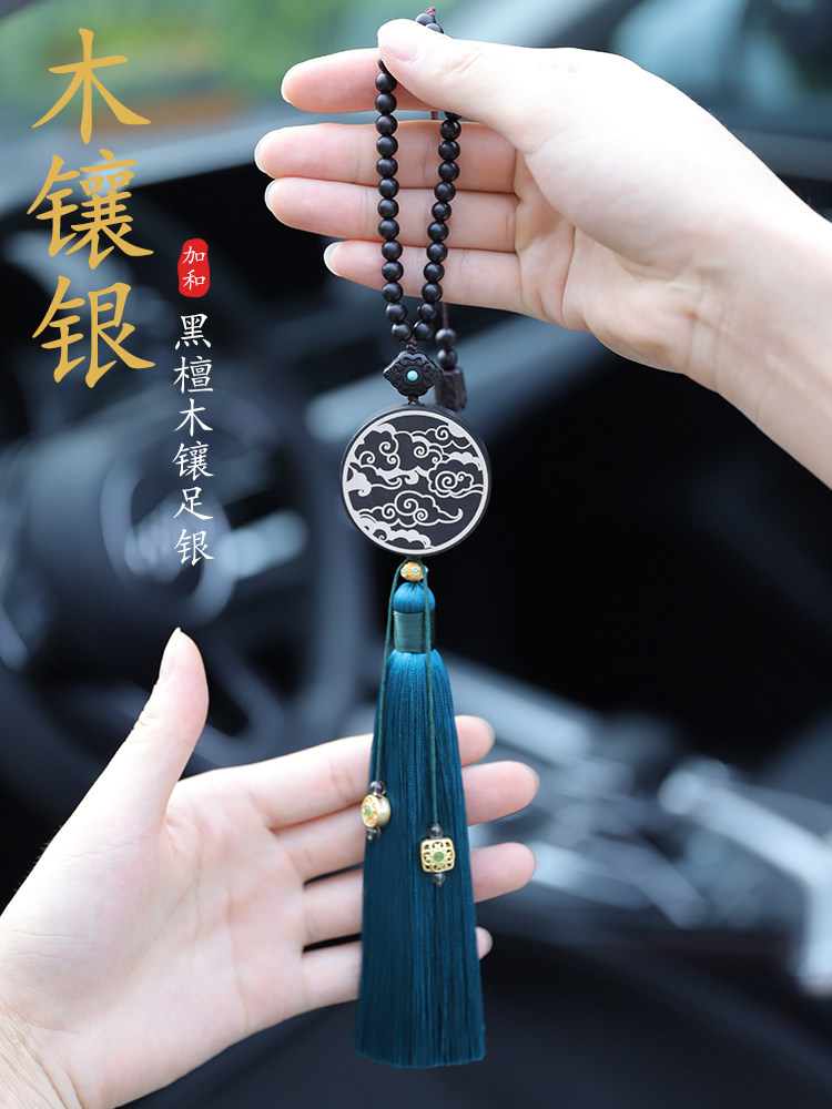 Car pendant Car pendant Car pendant Net red car sandalwood Silver safety charm Goddess hand-made