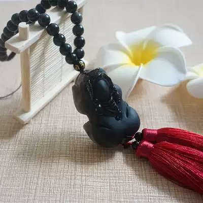 Obsidian Pixiu car pendant high-end car interior charm safety charm men's car interior product creative rear mirror decoration