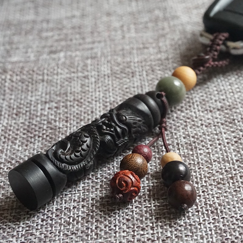 Add and black sandalwood engraved handmade key button male and female personality creative car pendant remote control adornment pendant