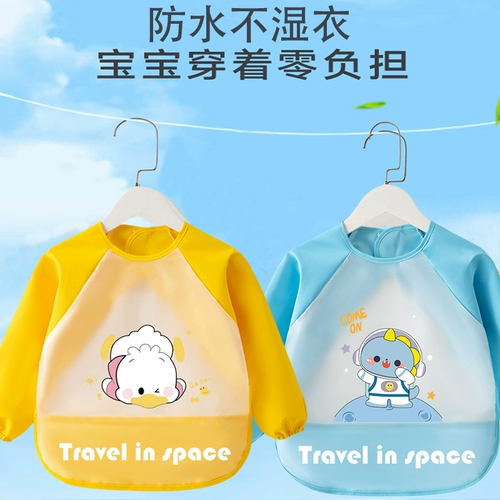 Демисезонный детский водонепроницаемый слюнявчик, лонгслив для мальчиков, фартук, детская юбка на девочку, нагрудник, анти-грязь, с карманом