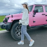 Светлые весенние прямые свободные джинсы, летние эластичные штаны, высокая талия, 2025 года, оверсайз, по фигуре