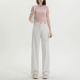 Тонкие джинсы, белые штаны, высокая талия, свободный прямой крой