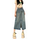 Denim skirt ແມ່ຍິງ summer ສູງ waist skirt 2024 ໃຫມ່ retro straight loose a-line skirt mid-length