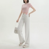 Тонкие джинсы, белые штаны, высокая талия, свободный прямой крой