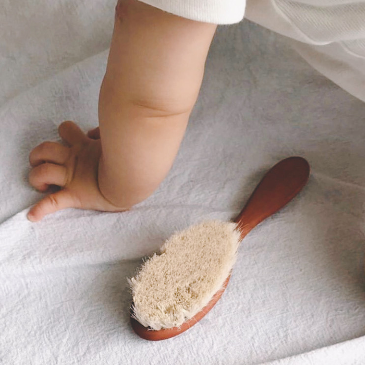 German import redecker baby hair comb goat wool massage scalp newborn baby fetal hair removal brush