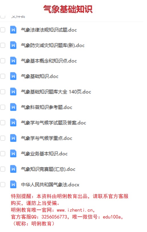 2022贵州省气象部门招聘应届高校毕业生公共基础知识气象知识题库