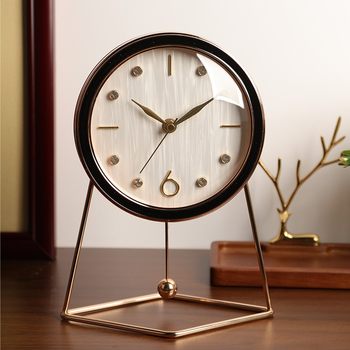 Light Luxury Desk Clock for Living Room, Simple and Stylish Silent Pendulum Clock, Modern Table Clock, Creative Desk Clock Ornament