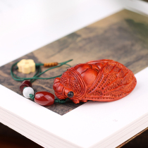 Fu Yunchang Indian small leaf red sandalwood blockbuster cicada hand piece to know the play piece wood carving Golden Cicada pendant