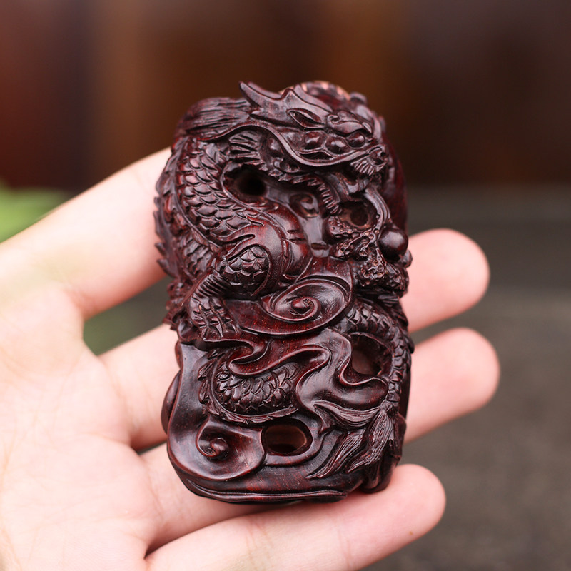 Fuyunchang Indian leaf piece of wooden carving dragon Fengxiang hands pieces playing pieces of wooden hanging gift