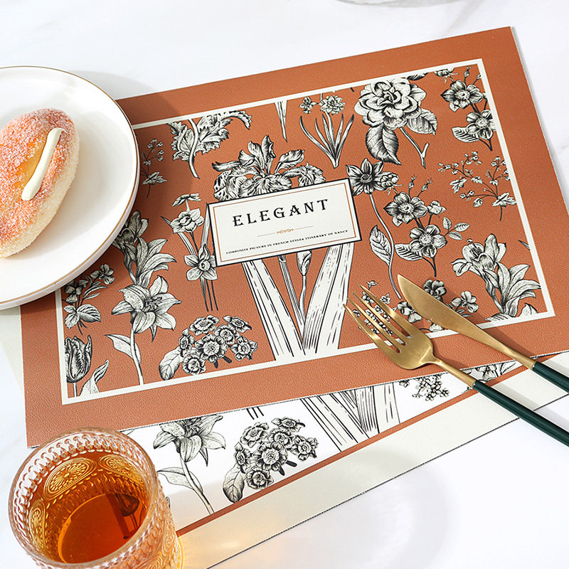 French Dining Mat Waterproof Anti-Oil Western Dining Mat Anti-Burn Bowl Cushion American Light Lavish Table Cushion Heat Insulation Mat Table Mat Cushion