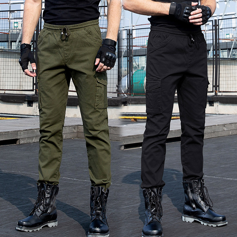 Outdoor military fan tactical pants men's slim overalls straight stretch special forces military pants Casual thin training pants tide