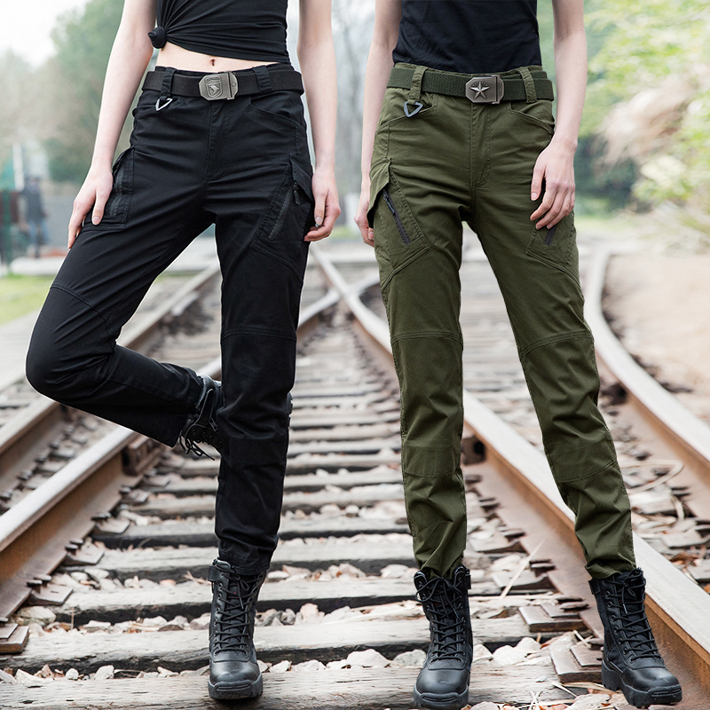 High-waisted overalls women's spring and summer casual handsome loose army green straight tube thin slim-fit non-special military trousers tide