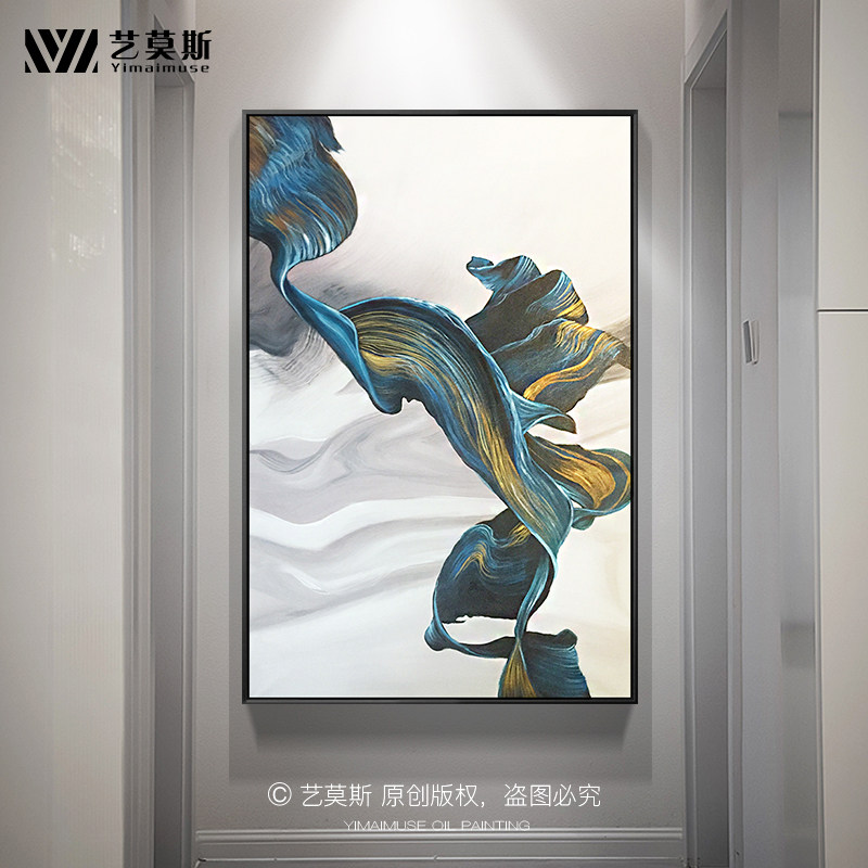 Entrance oil painting vertical hanging painting modern light luxury pure hand-painted oil painting custom porch corridor aisle wabi-sabi decorative painting