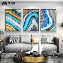 Gold foil hand-painted oil painting light luxury crystal decorative painting modern abstract painting living room sofa background mural triple hanging painting