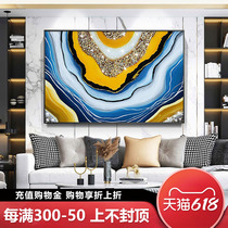 Solid crystal drawing inlaid with crystal porcelain decoration painting Living room sofa Background wall light extravagant modern minimalist oil painting wall-mounted painting