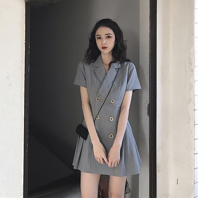 Fat mm summer dress large size female dress French belly shade slim wear decreased age fat sister Yang pie meat shade dress