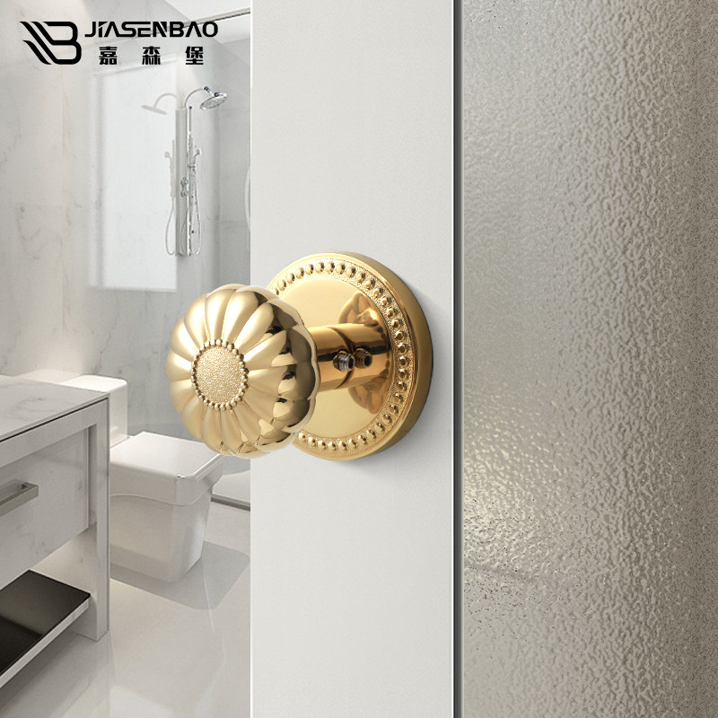 Garsenberg room door lock French golden light luxury pumpkin spherical lock mute powder room bathroom wooden door lock handle
