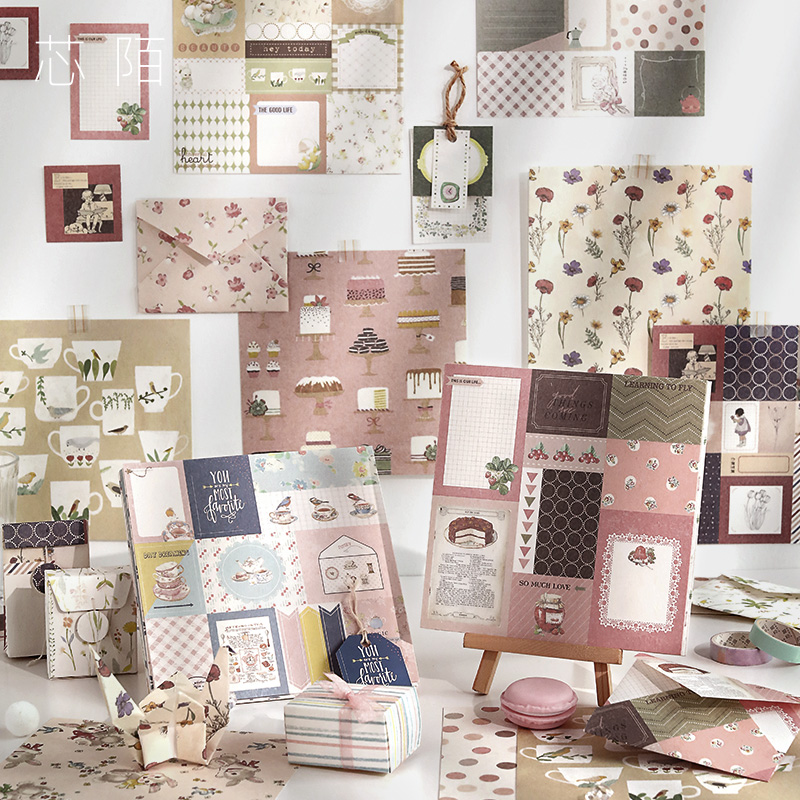 Core Strangeu Style Fields Garden Series Jane Joins Wind Retro Hand Ledger Material Paper Stickler Ben Can Tear portable hand ledger material cute teenage girl paper background paper Basic material hit bottom small Qingxin