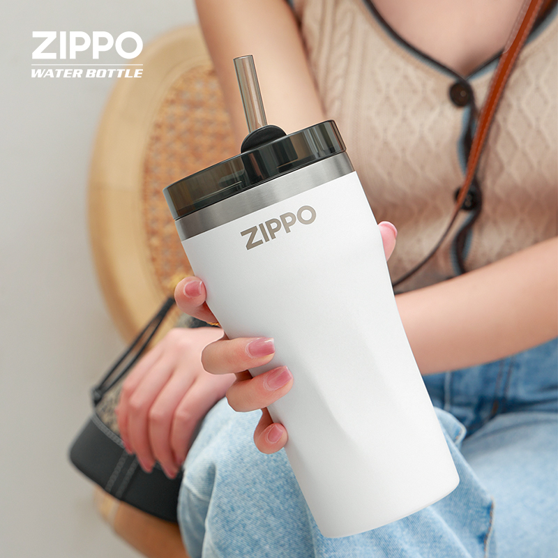 Zippo straw cup female stainless steel insulation cup car on high-color high capacity coffee cup students cup summer
