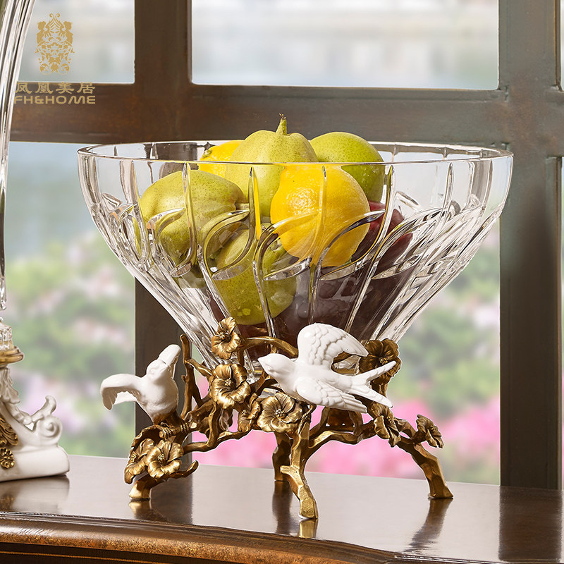 Phoenix Mercure luxury retro European Prague series crystal glass fruit plate coffee table decoration candy plate