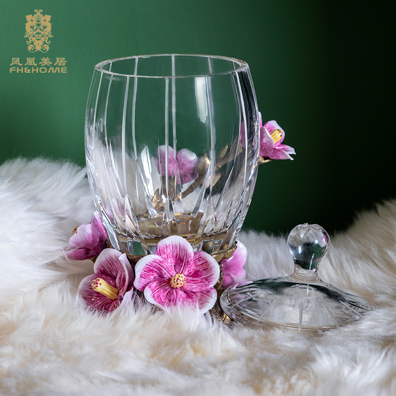 Phoenix Mercure European Flower Season Series Crystal Glass Pink Candy Box Craft Gift Ornament Original Design Gift
