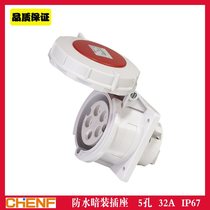 In-line concealed 5-hole industrial waterproof connector 32A plug socket coupler CF240IP67 socket