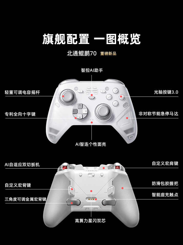 Beitong Kunpeng 70 Game Controller Ai Intelligent Control Elite Zeus Type Xbox Wireless Pc Version Switch 2 Motion Sensing Bluetooth Tablet Tv Mobile Phone Steam Black Myth: Wukong Ns Horizon