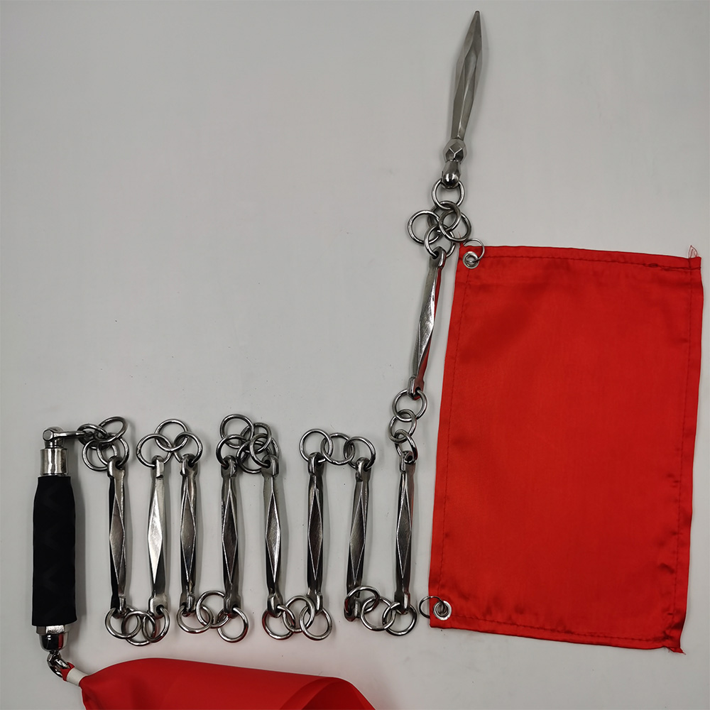 Stainless steel Nine Festival Whip Seven Strokes of 8-seamed Styles Bull Leather Handle Martial Arts Training Whip to Lash Out to Lash Out