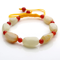 Hetian jade bracelet bracelet Xinjiang White Jade original stone hand jewelry with certificate woven couple bracelet gift for men and women